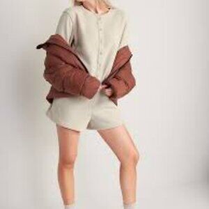 Old Navy 2X Micro Fleece Henley Pajama Romper -- 3.5-inch inseam